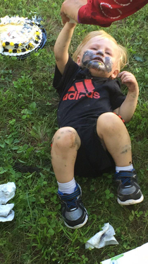Still my favorite picture of my son That time we went to his lil homies bday party and he ate all the cake 