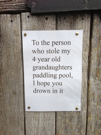 Stolen kiddie pool notice