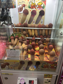 Stress toy mushrooms in Japanese arcade