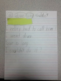 Student had to write sentences using specific words