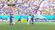 Suarez just bit Chiellini in the Italy VS Uruguay match