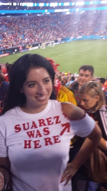 Suarez was here shirt at the AC MilanLiverpool game xpost from rsoccer