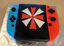 Sure hope my grandson likes his Switch cake Ive never done a cake in fondant Note to self Practice first next time Took me   hours I need a drink 