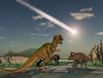T-Rex shares gender reveal party with friends Yucatan Peninsula  million years ago Colorized