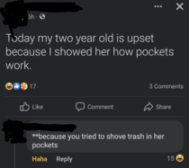 Teaching a child what pockets are