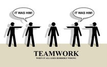 Team work is important it helps to put the blame on someone else