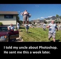 Telling uncle about photoshop