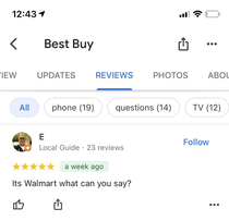 Thank you E from Google for this review of my local Best Buy