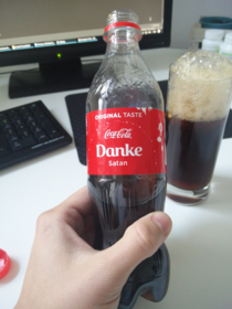 Thank you Satan Coca Cola Bottle