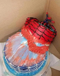 Thank you spiderman for trying to save the cake 