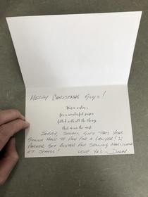 Thanks for the card and Merry Christmas