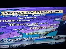 Thanks to my weatherman for putting this blizzard in terms I can relate to