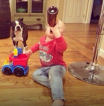 That dog is very concerned about this babys life choices