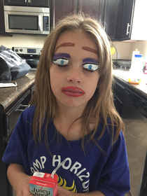 That time my daughter got her face painted by an actual adult at summer camp She was very offended that I couldnt tell she was Elsa from Frozen