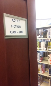 The abbreviated names of authors fits well in the adult section of the library