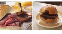 The advertised roast beef sandwich on the cruise ship and the hockey puck on a roll I received
