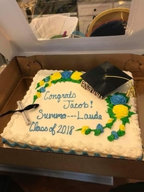 The bakery censored this graduation cake