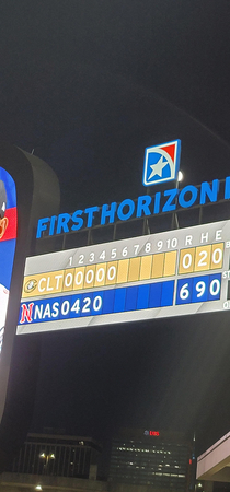 The box score at the Nashville Sounds baseball game