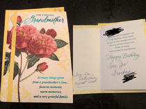 The card my grandma sent me in the mail Im the grandma now