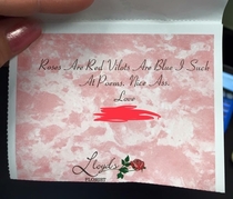 The card sent with the flowers I had delivered to my wife