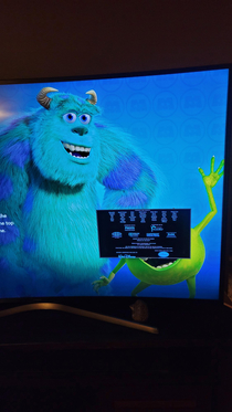 The credits for monsters university cover Mike Wazokskis face for monsters inc How fitting