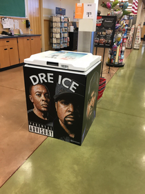 The custom artwork on the dry ice box at my local grocery store