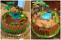 The Dinosaur cake pic I found online vs my attempt My birthday kid was very pleased and it tasted great too