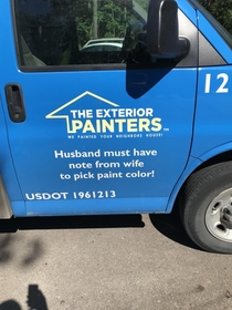 The disclaimer on this paining companys van