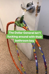 The Dollar General bathroom key