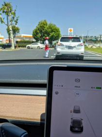 The drive thru attendent is a cone