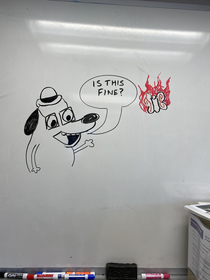 The ever-changing whiteboard at my work produced this gem
