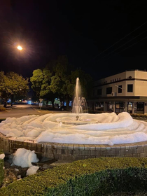 The Fountain in the Centre of my home town only just got turned back on a few months ago Good to see we have a bubble bath now haha
