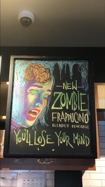 The frappucino Starbucks ad is so well drawn-- as if it was drawn by an art major