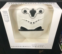 The happy face on this upside down Stormtrooper cake