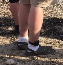 The holy trinity crocs socks and ankle monitor
