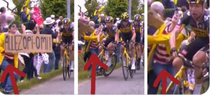The lady who caused the Tour de France pile up is wearing a wheres waldo t-shirt its too coincidental to be a coincidence