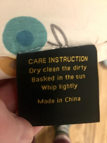 The laundering instructions on my blanket