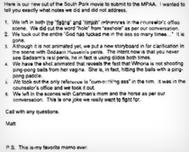 The letter Matt Stone and Trey Parker sent to the MPAA when trying to secure an R rating for South Park Bigger Longer and Uncut