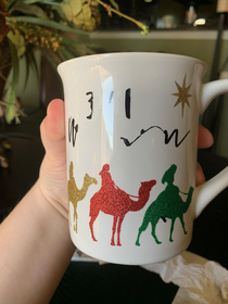 The lettering on my mug came off in the dishwasher A small bit of the lettering traveled down the cup and reattached itself perfectly under the camel