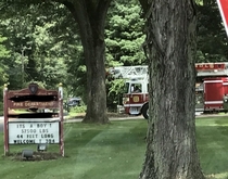The local fire department introduced the town to their new fire truck via this birth announcement