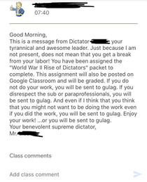 The message my class was greeted with this morning