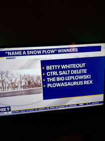 The MN DoT had a snow plow naming contest Here are the winners