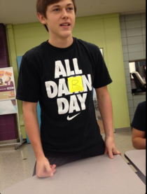 The Nike All Damn Day shirts are against the school dress code