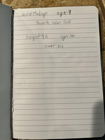 The Nine Year Olds First Journal Entry