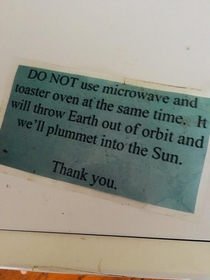 The notice on my jobs microwave
