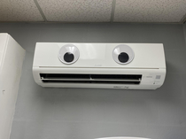 The office manager put giant googly eyes on our ac unit 