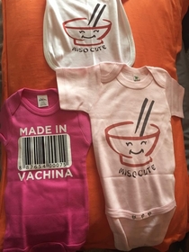 The onesies I bought for my uncle and newborn half-chinese cousin