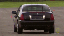 The Presidential limousine performing a J-turn