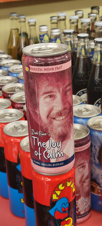 The raw irony in a bob ross energy drink