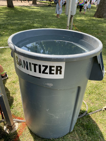 The sanitizer at a carnival